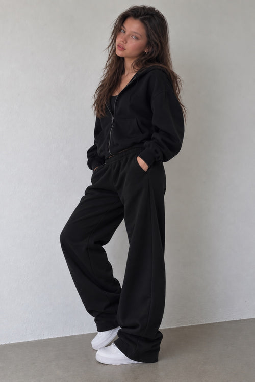 Model wearing Black Sweats