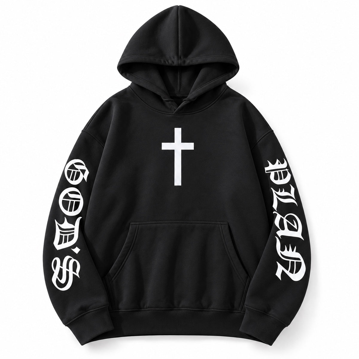 Ğõďš Płän hoodie - black with white print