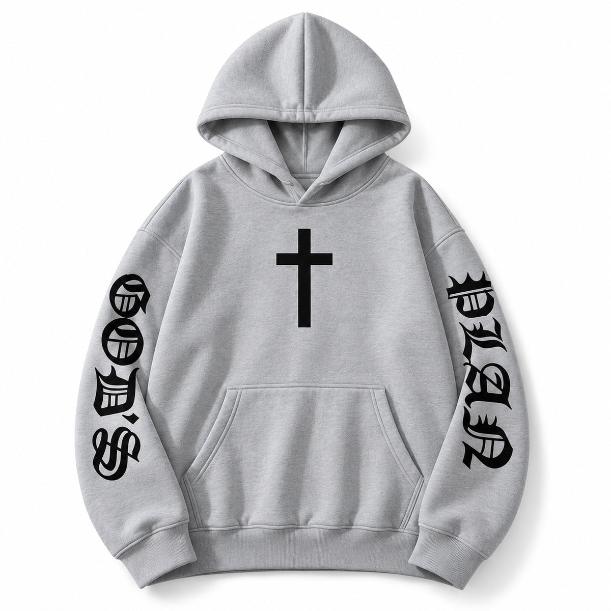 Ğõďš Płän hoodie - grey with black print