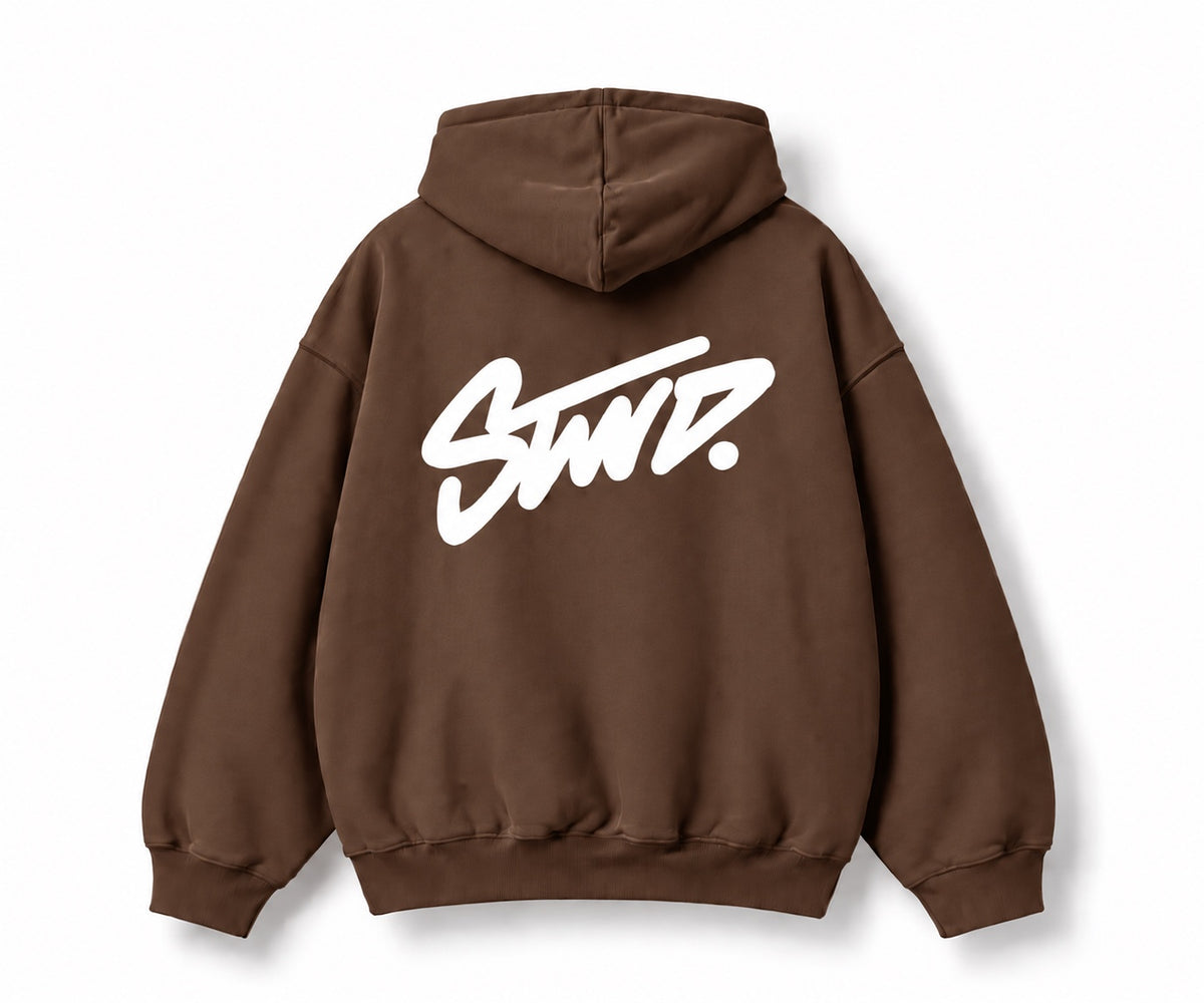 STWD. Hoodie - Chocolate brown - back print