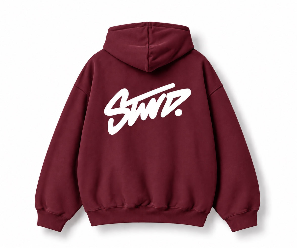 STWD. Hoodie - Maroon - back print