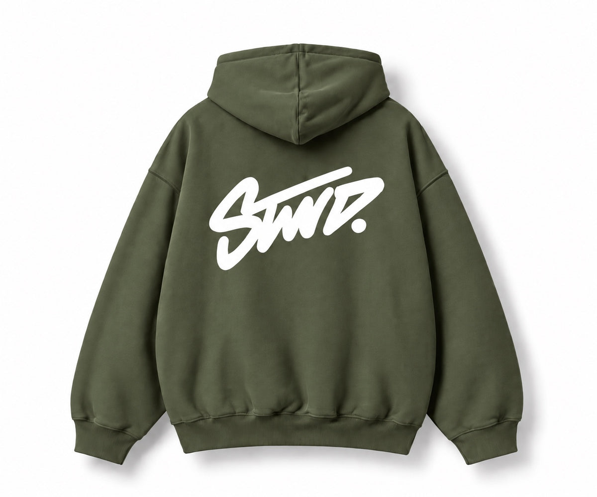 STWD. Hoodie - Olive green - back print