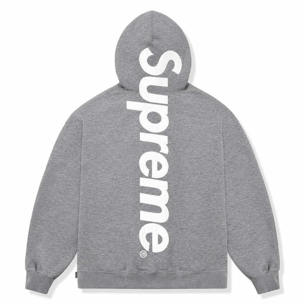 Supreme hoodie back - grey with white print
