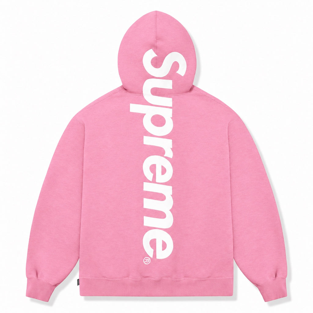 Supreme hoodie back - pink with white print